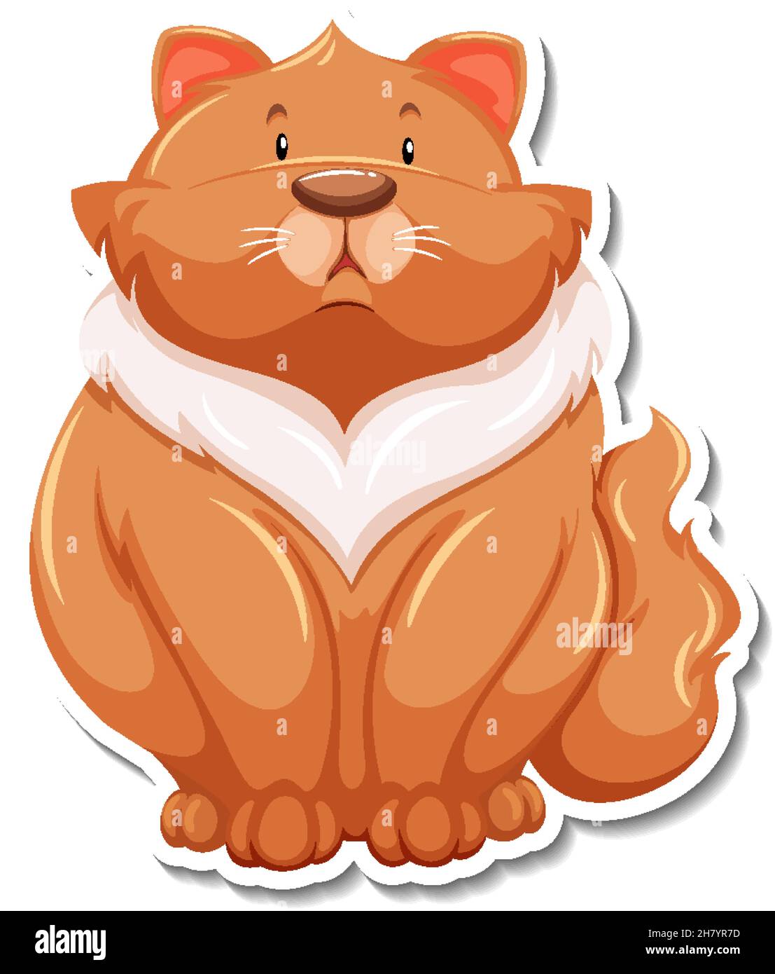 Mollige Katze Tier Cartoon Aufkleber Illustration Stock Vektor