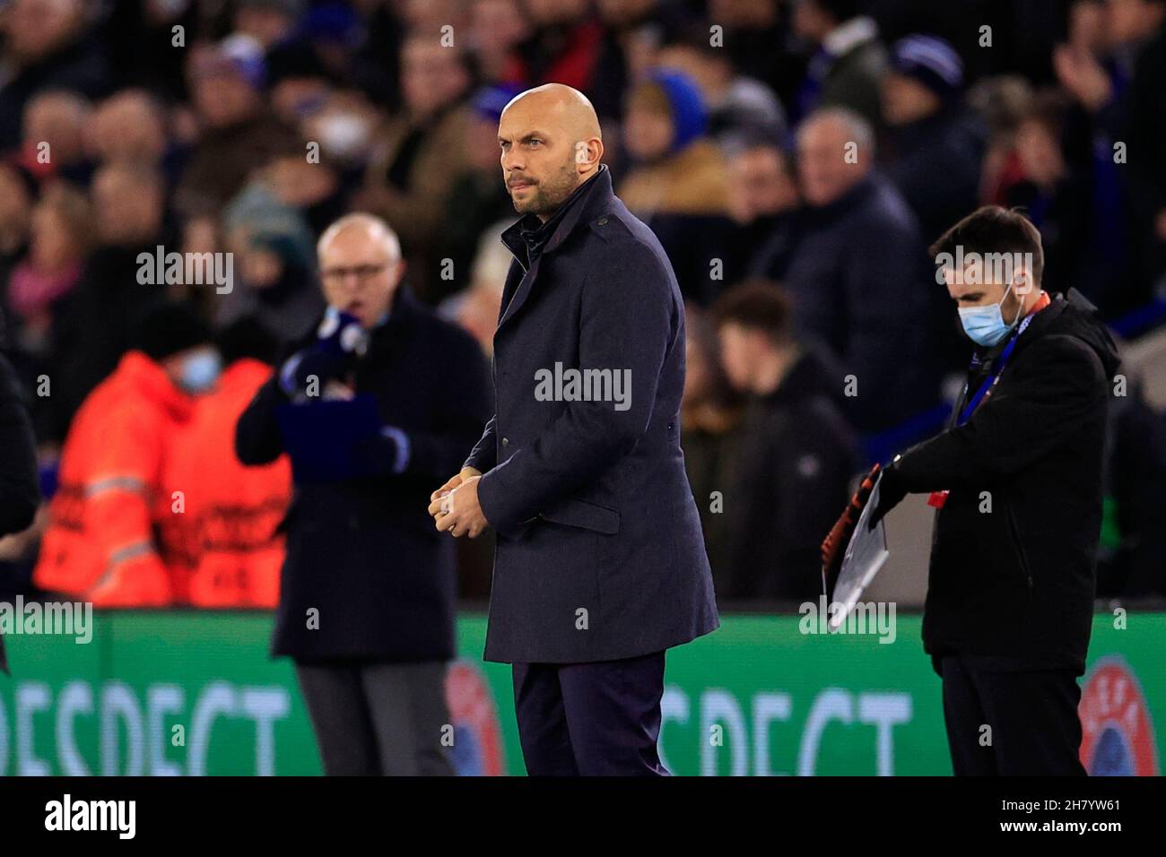 Leicester, Großbritannien. 25th. November 2021. Czeslaw Michniewicz, der Manager von Legia Warsaw in Leicester, Großbritannien, am 11/25/2021. (Foto von Conor Molloy/News Images/Sipa USA) Quelle: SIPA USA/Alamy Live News Stockfoto