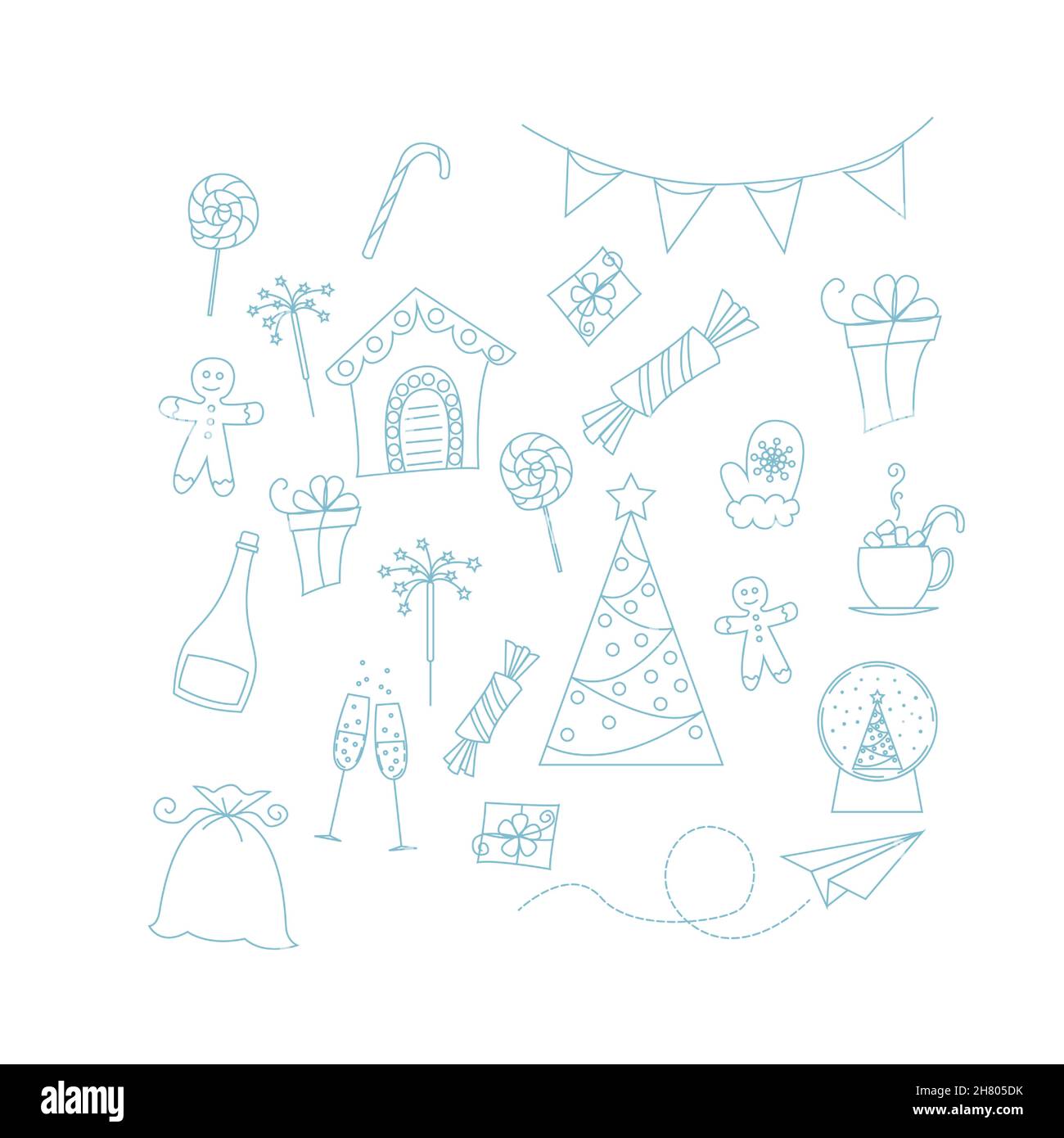 Neujahr weihnachten handgezeichneter Doodle Stock Vektor
