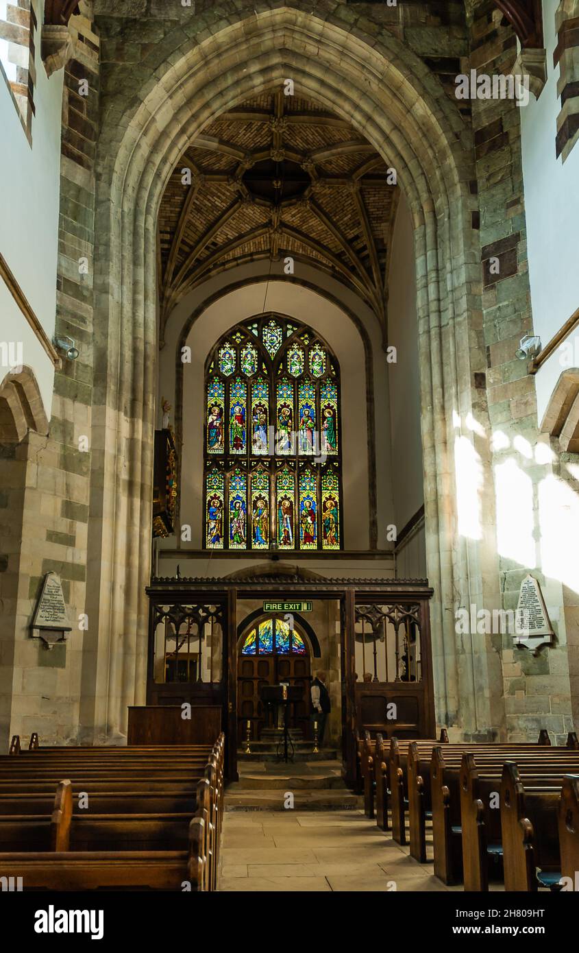 Wimborne Minster in der Stadt Wimborne. Gang. Stockfoto