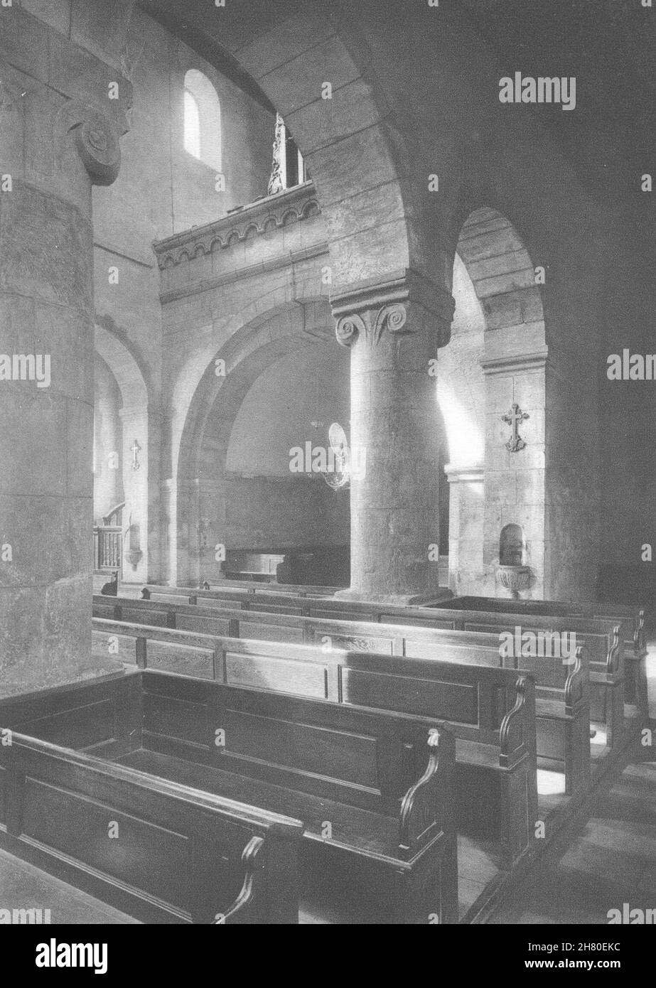 MOSEL. Intérieur de L'église de Marsal 1937 altes Vintage-Druckbild Stockfoto