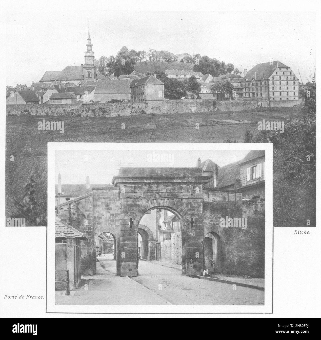 MOSEL. Bitche; Porte de France 1937 altes Vintage-Druckbild Stockfoto