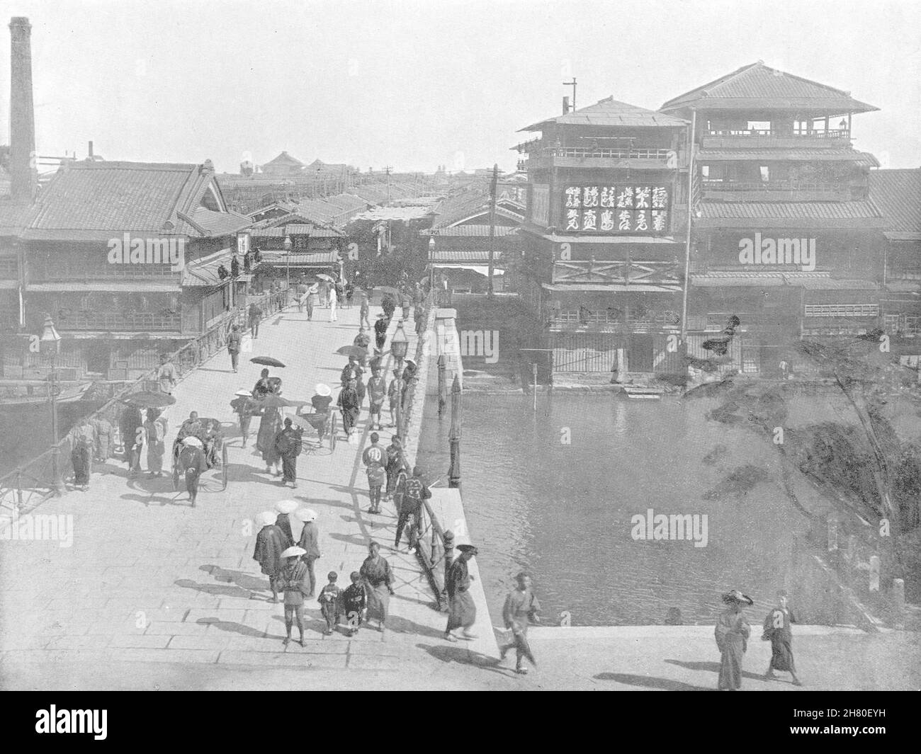 JAPAN. Osaka - das Yebisu Bashi 1895 alte antike Vintage Print Bild Stockfoto