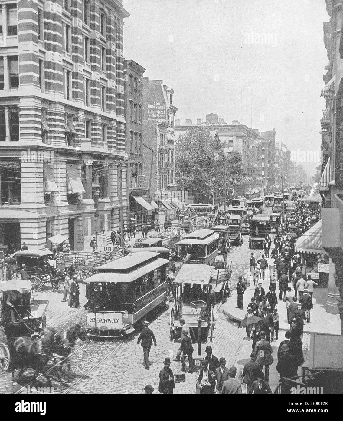 NEW YORK. New York - Broadway, in der Nähe des Postamtes 1895 alte antike Drucke Stockfoto
