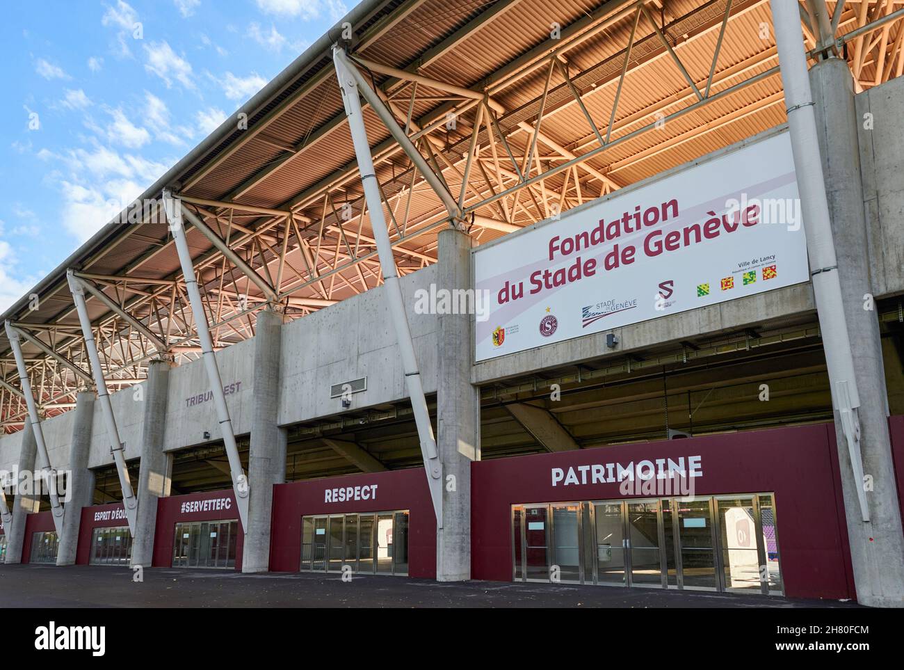 Stadtstadion in Geneve - der offizielle Spielplatz des FC Servette Stockfoto
