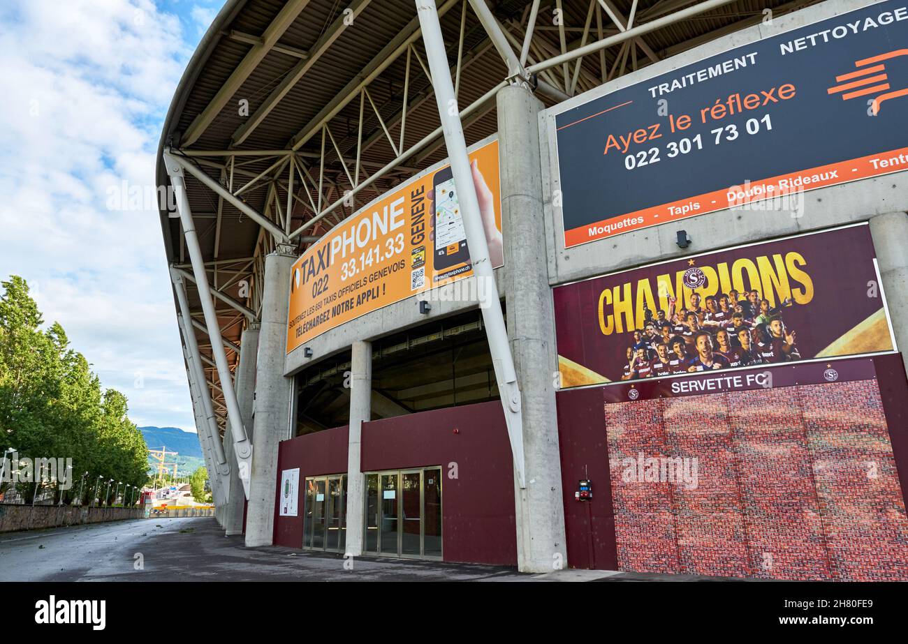 Stadtstadion in Geneve - der offizielle Spielplatz des FC Servette Stockfoto