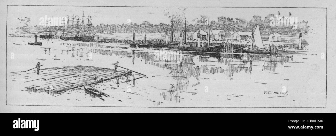 Ein weiteres Bit des Fitzroy River. Rockhampton. Australien 1890 alten Drucken Stockfoto
