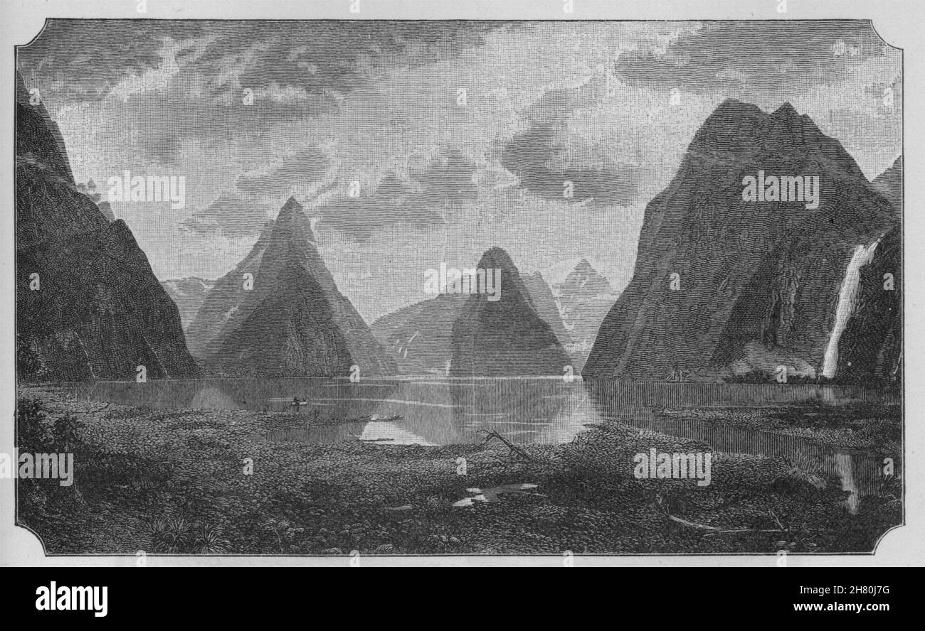 Eine andere Spitze der Milford Sound. Die Westküste Sounds. Neuseeland 1890 Drucken Stockfoto