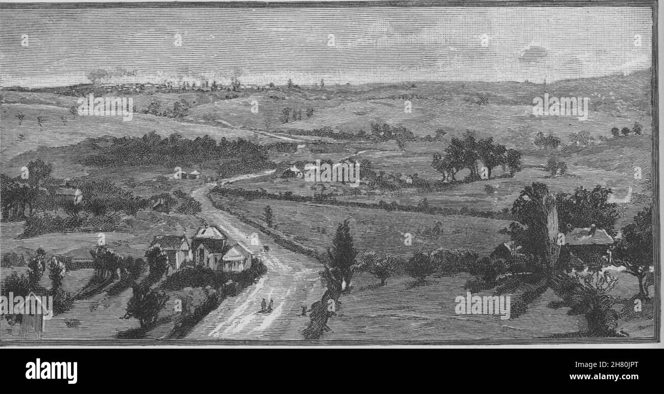 Sicht auf Melbourne von Doncaster Tower. Melbourne. Australien 1890 Stockfoto