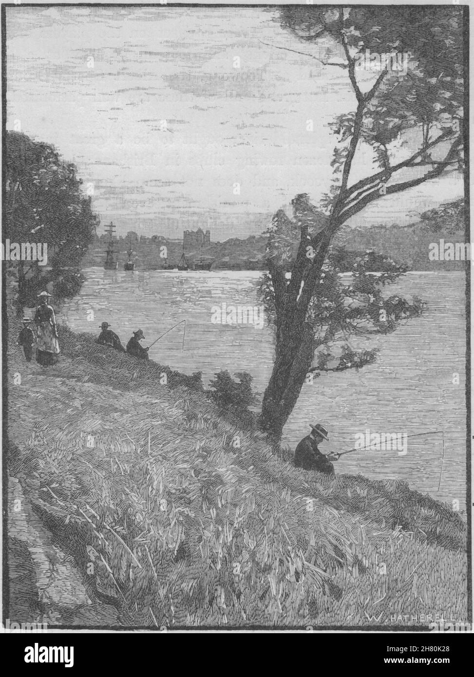 Blick von der Botanischen Gärten. Brisbane. Australien 1890 alten, antiken Drucken Stockfoto