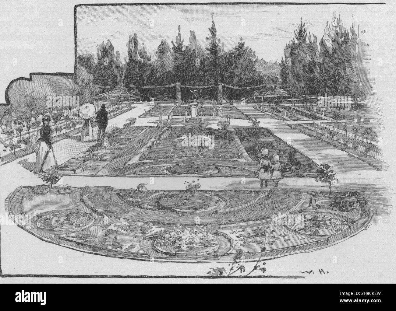 Der Rosenkranz, den Botanischen Garten. Adelaide. Australien 1890 alten, antiken Drucken Stockfoto