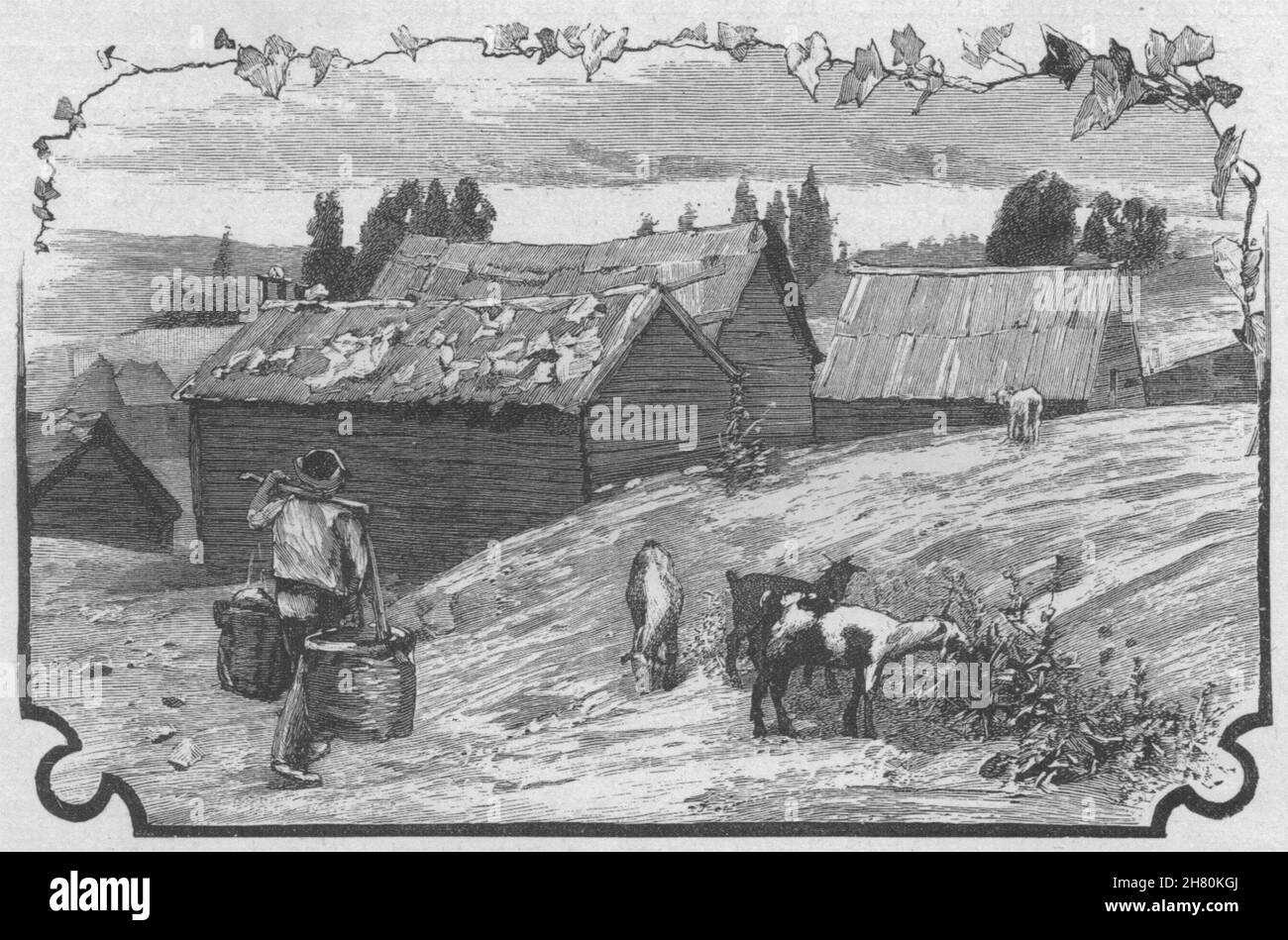 Die chinamen Hütten im Golden Point. Ballarat. Australien 1890 antiken Drucken Stockfoto