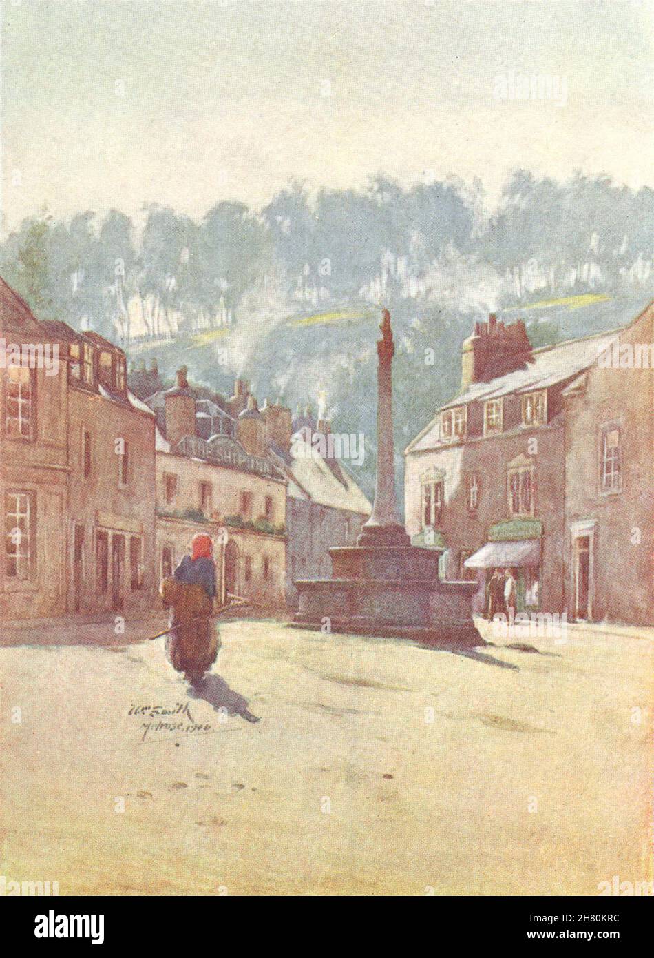 SCHOTTLAND. Das Kreuz, Melrose 1912 altes antikes Vintage Druckbild Stockfoto