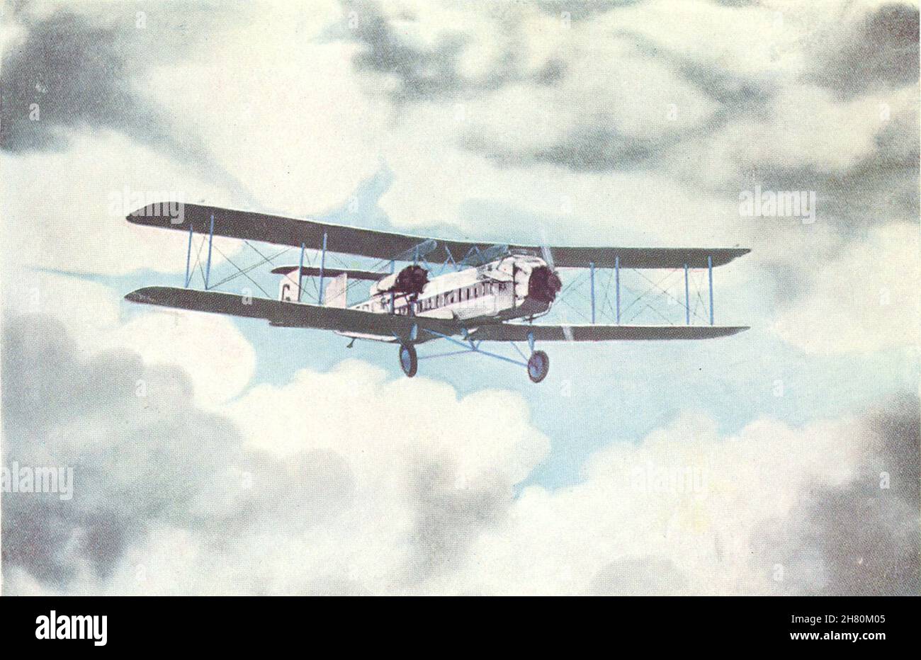 FLUGZEUG. Armstrong-Whitworth Argosy Air-Liner in Clouds 1930 Alter Druck Stockfoto