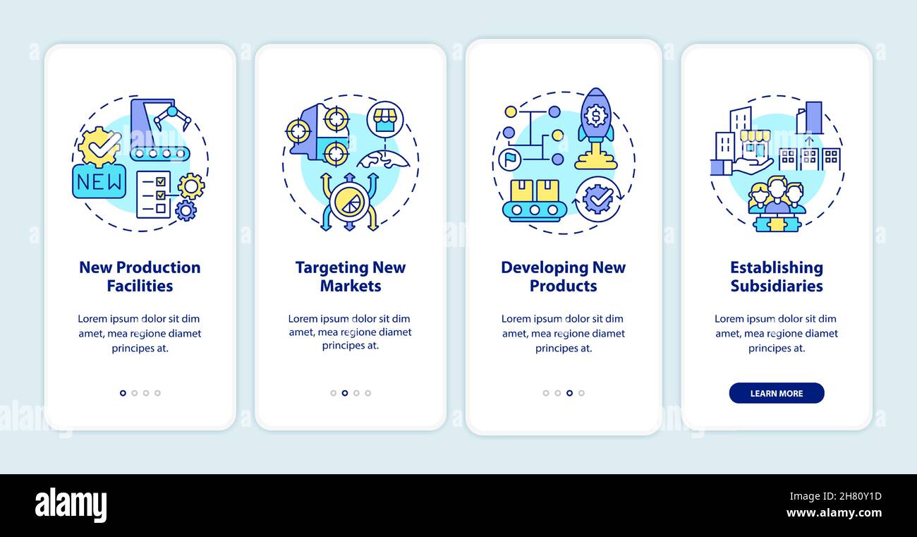 Internes Unternehmenswachstum beim Onboarding der mobilen App-Seite Stock Vektor