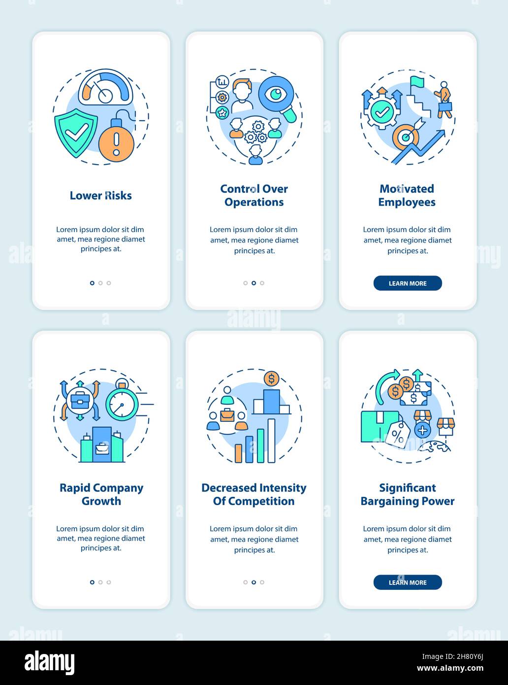 Geschäftserweiterung beim Onboarding der mobilen App-Seite Stock Vektor