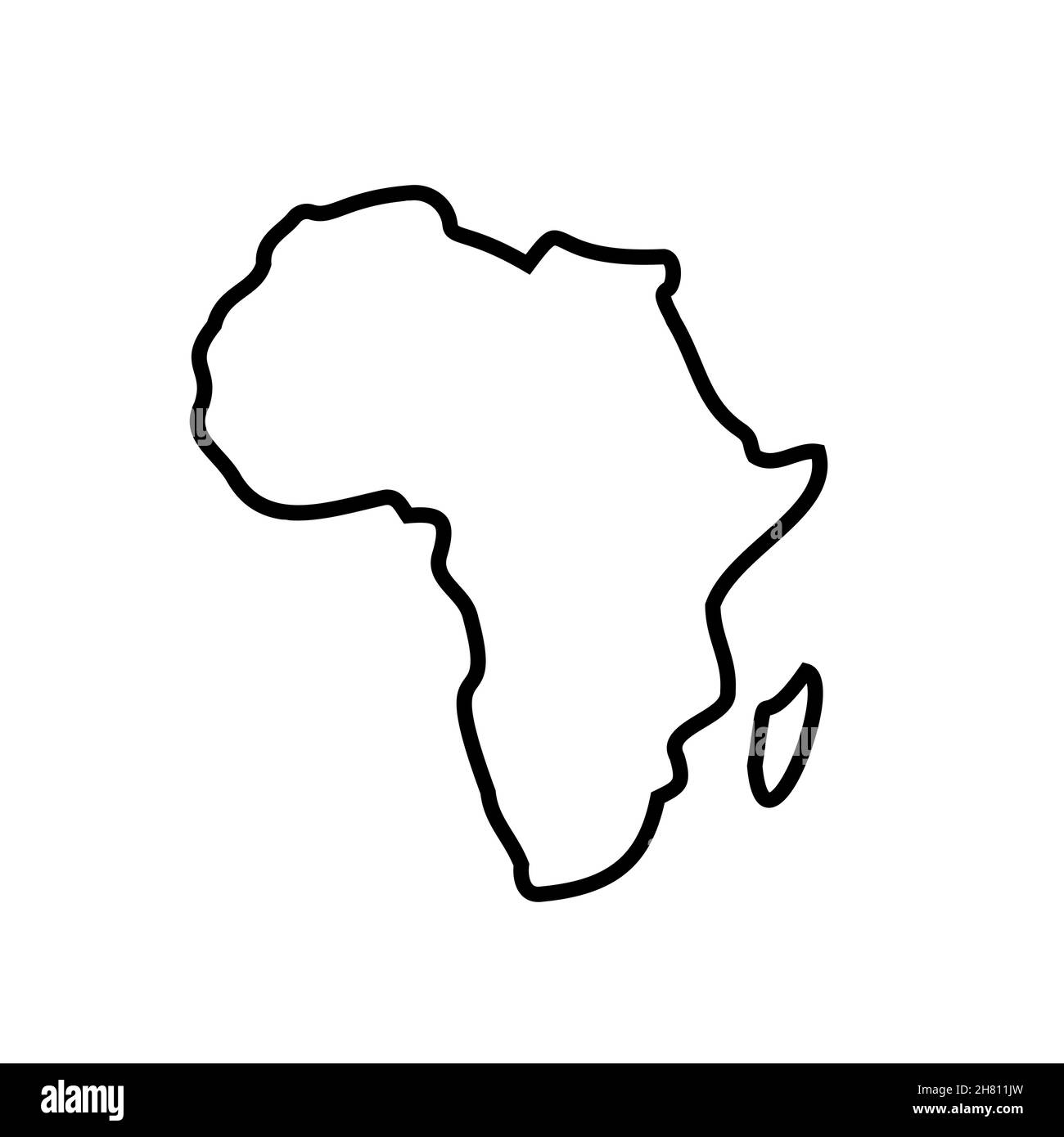 Vektor-Symbol für Afrika-Linienkarte. Afrikanischer Umriss Kontinent Art flache Coutour isolierte afrikanische Formkarte Stock Vektor