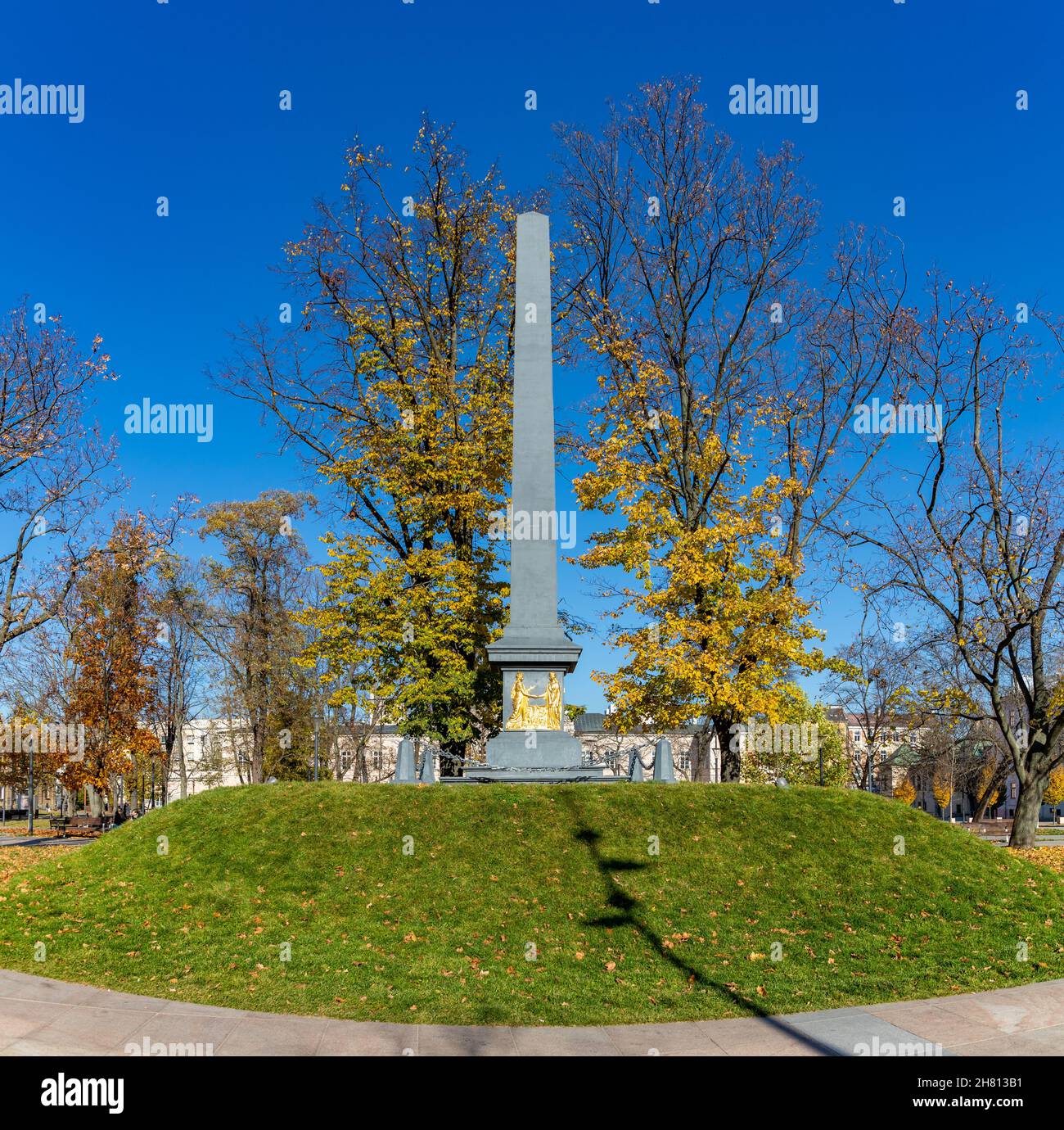 Ein Bild des Denkmals der Vereinigung von Lublin auf dem Litauischen Platz (Lublin). Stockfoto