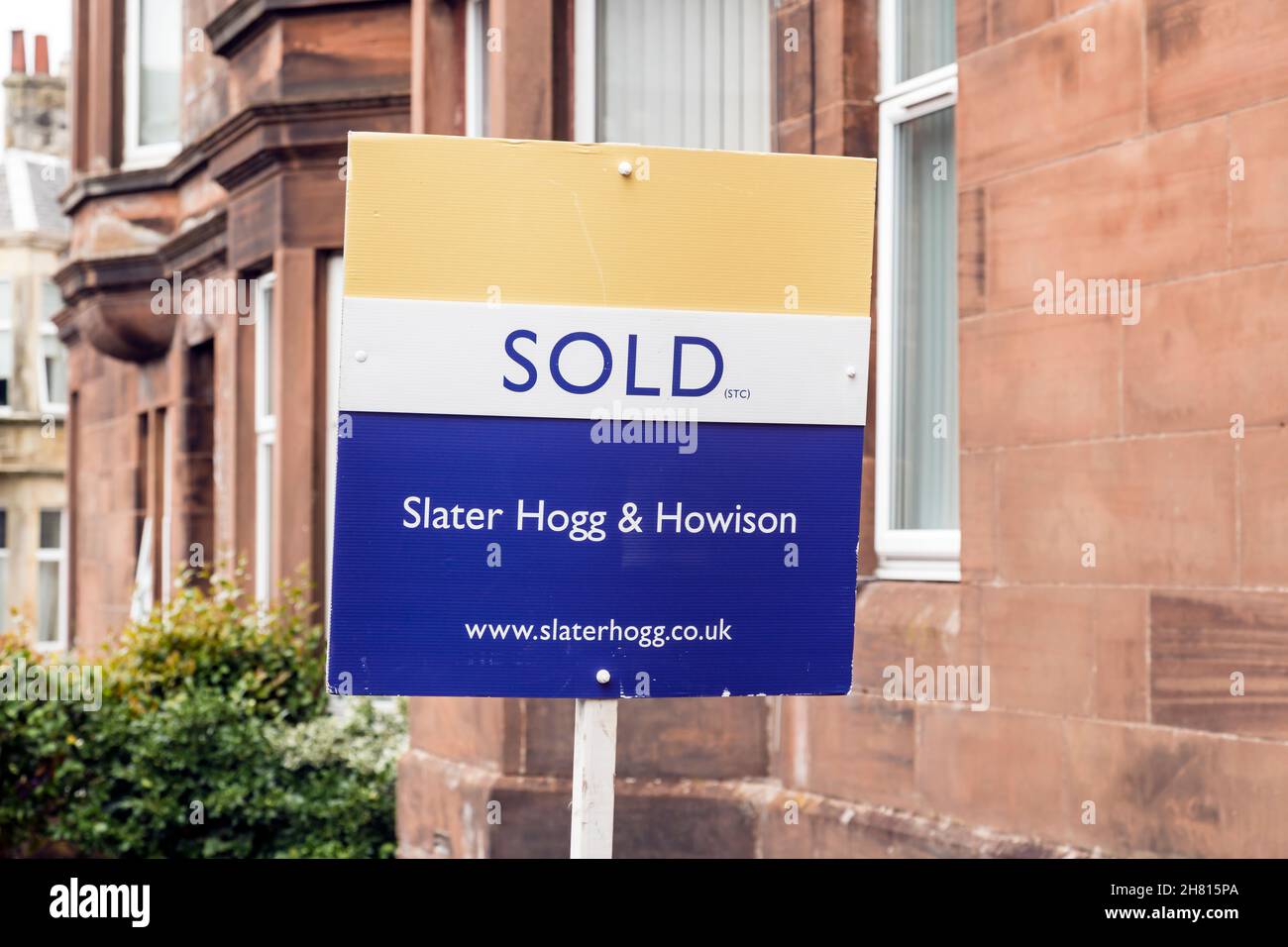 Haus verkauft Schild, Schottland, Großbritannien Stockfoto