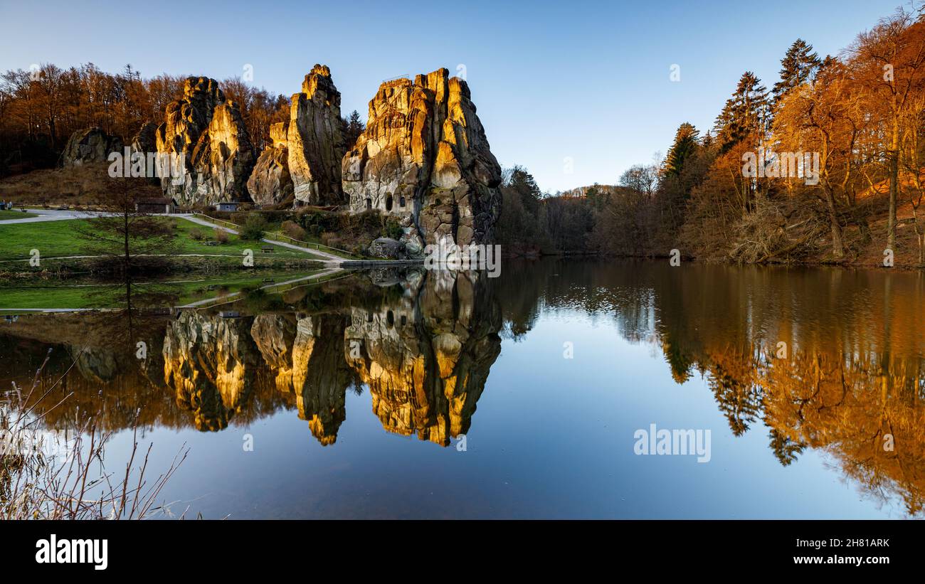 Die Felsformation des Teutoburger Waldes Stockfoto