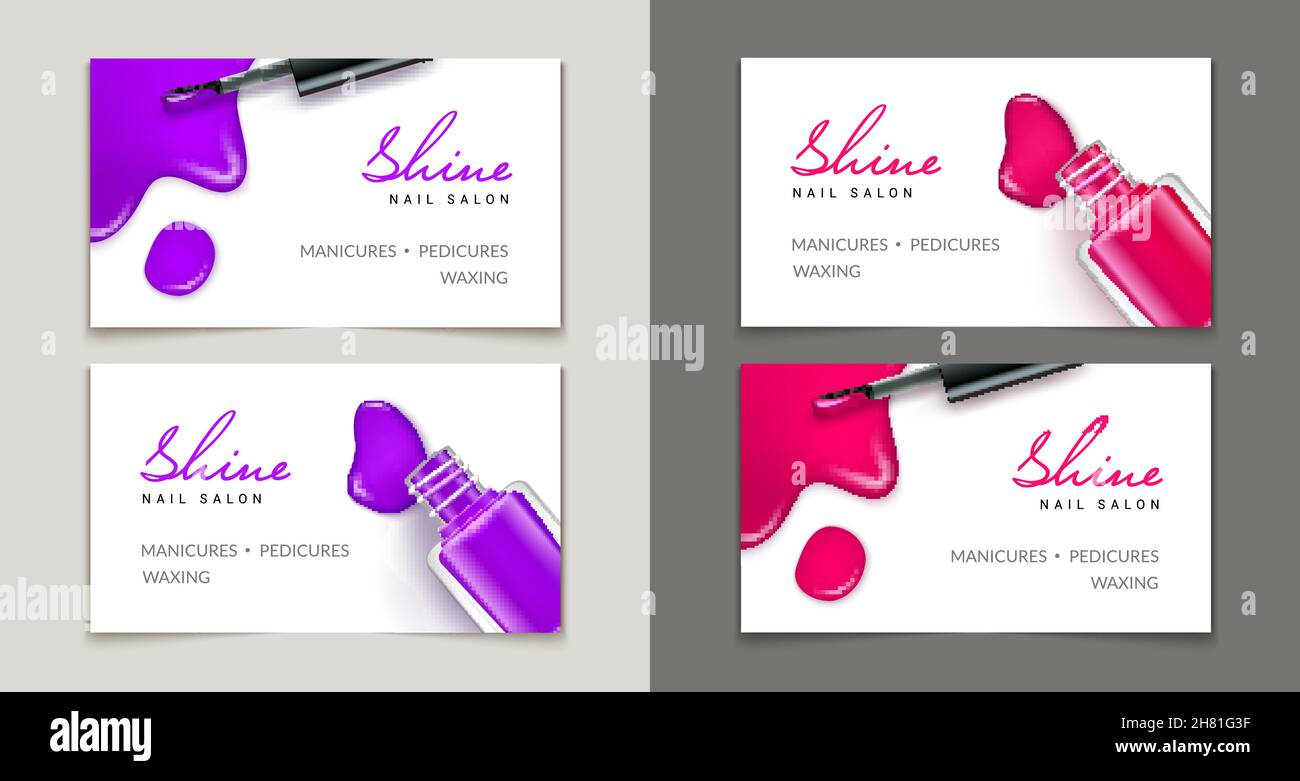 Nagelstudio Visitenkarte Maniküre Pediküre. Nagellack Logo Studio Vektor Schönheit Spa Haar Design Make-up Stock Vektor