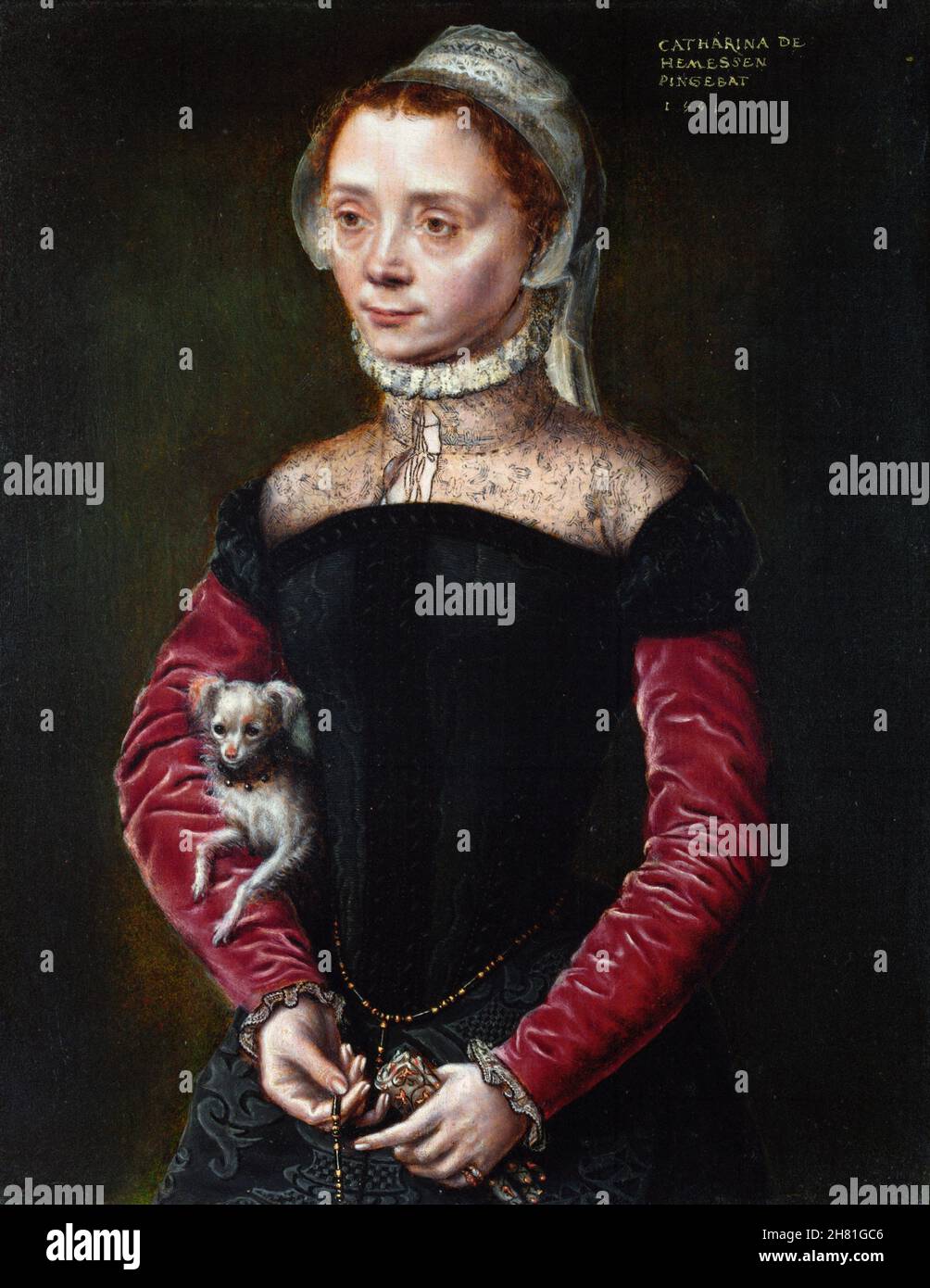 Porträt einer Frau von der flämischen Renaissance-Malerin Catharina van Hemessen (1528 -c. 1565), Öl auf Eiche, 1551 Stockfoto