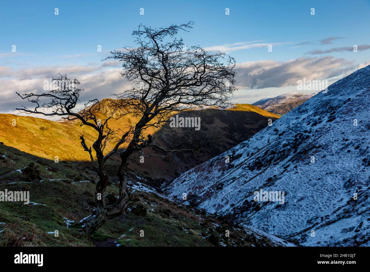 Long Mynd Shropshire Landschaft im Schnee Stockfoto