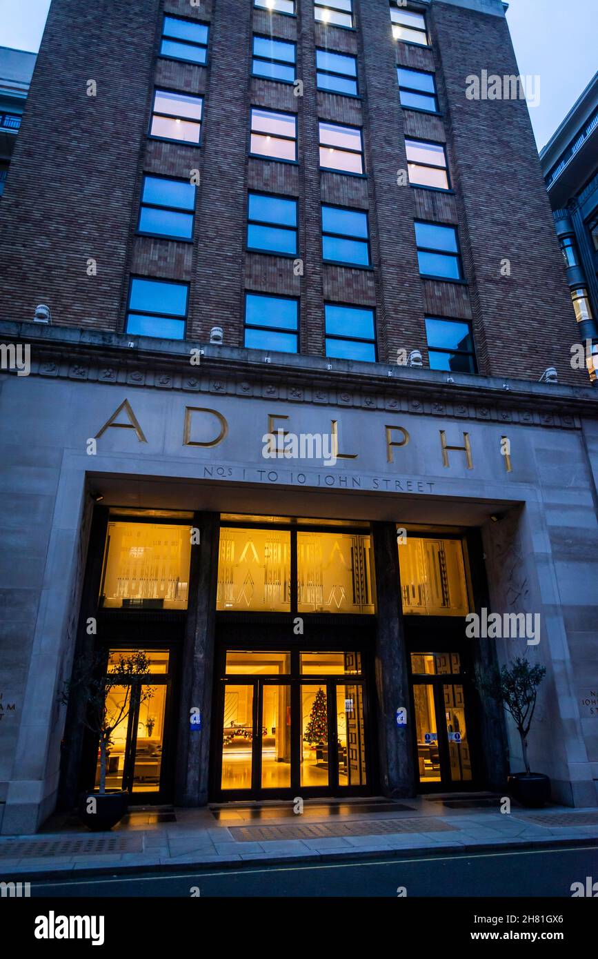 Art déco-Adelphi-Gebäude aus dem Jahr 1930s in der John Adam Street 1-10, London, England, Großbritannien Stockfoto