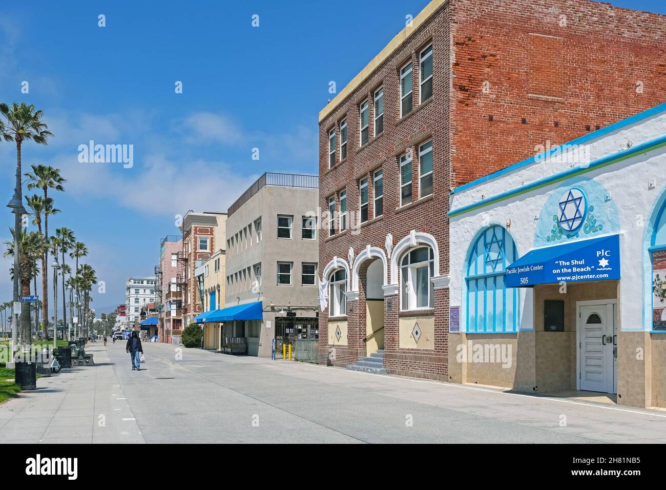 Venice Boardwalk / Ocean Front Walk, Promenade am Badeort Venice Beach, Stadtteil Los Angeles, Kalifornien, USA / USA Stockfoto