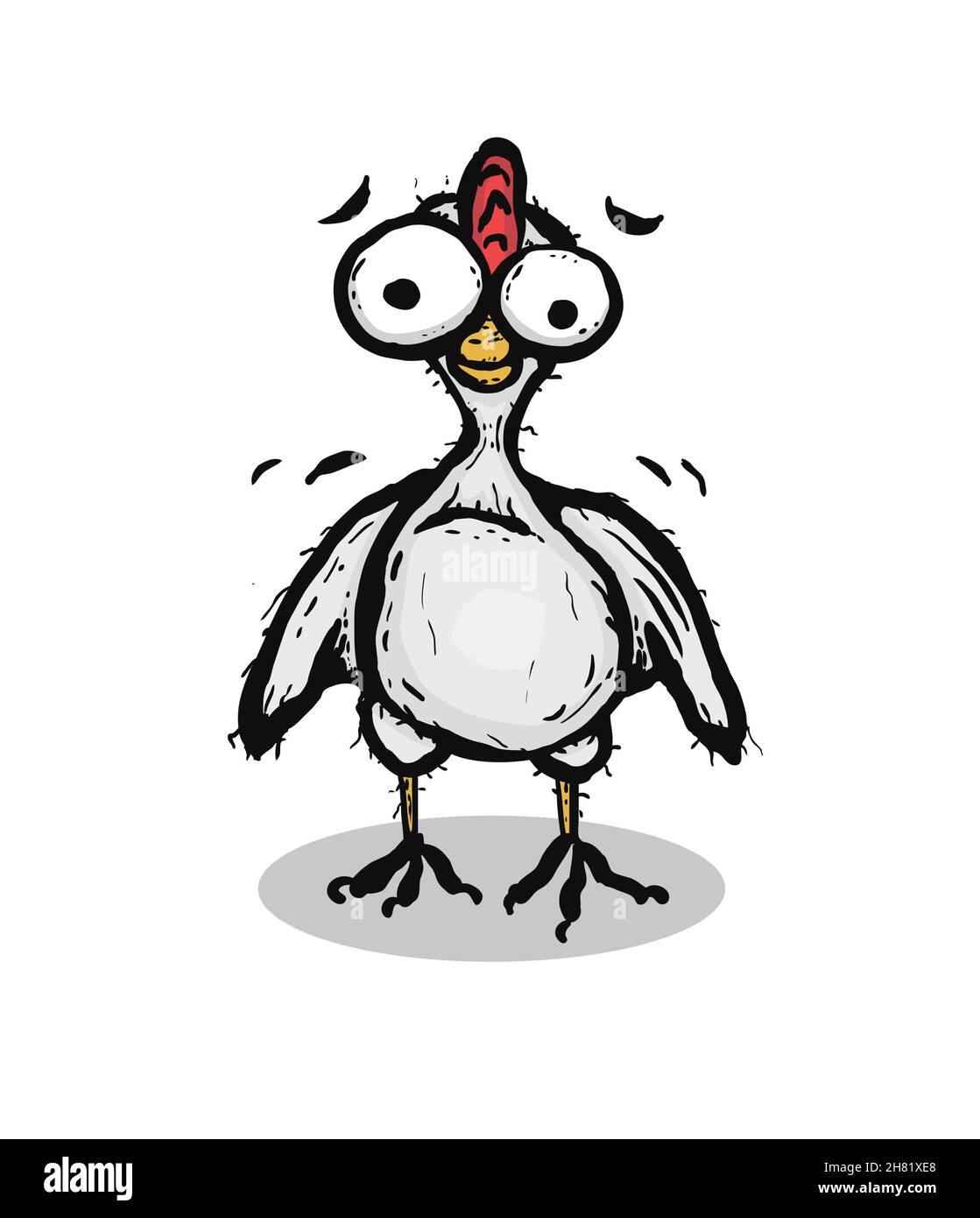 Gemalt, handgezeichnetes Huhn, Karikatur von Vektor-Illustration Stock Vektor