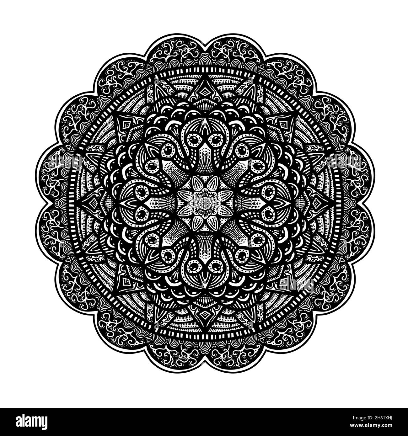 Handgezeichnetes Mandala, Vektordarstellung Stock Vektor