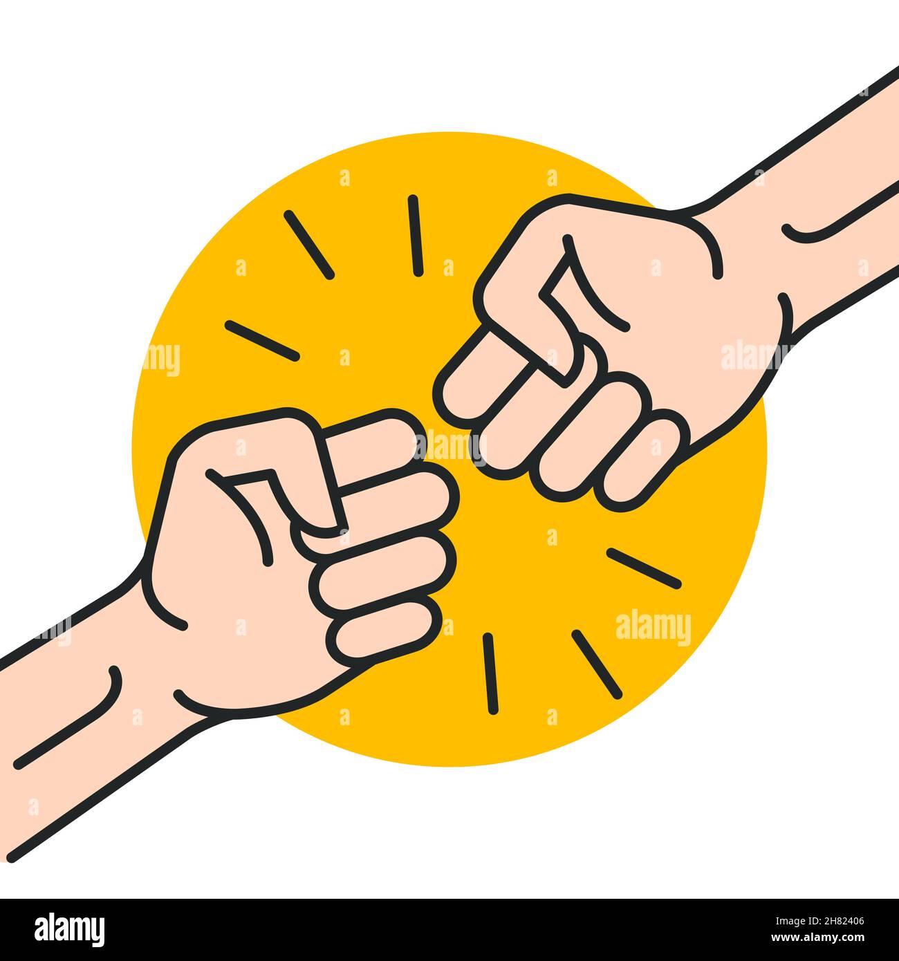 Hand mit Symbol für Fauststoß. Starker Kampf Vektor Freundschaft bro flache Faust Bump Symbol Desing Stock Vektor