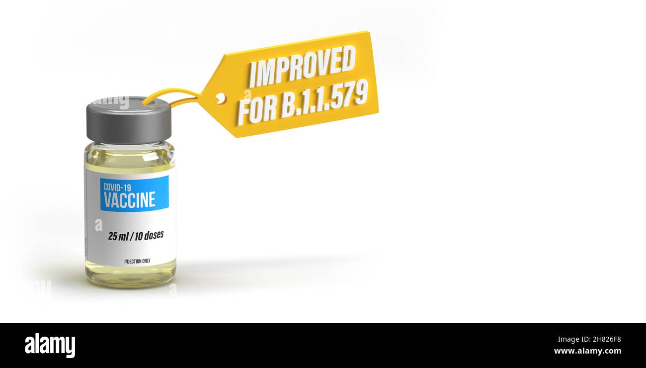 Breaking News: Ausbruch der neuen B.1.1.529-COVID-19-Variante. DIE WHO klassifizierte das neue mutierte Virus als Omicron-Variante. 3D gerenderte Abbildung Stockfoto