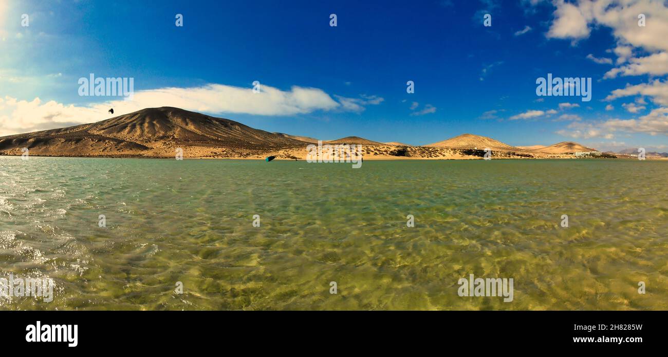 Panoramablick auf die Lagune von Sotavento auf Fuerteventura Stockfoto