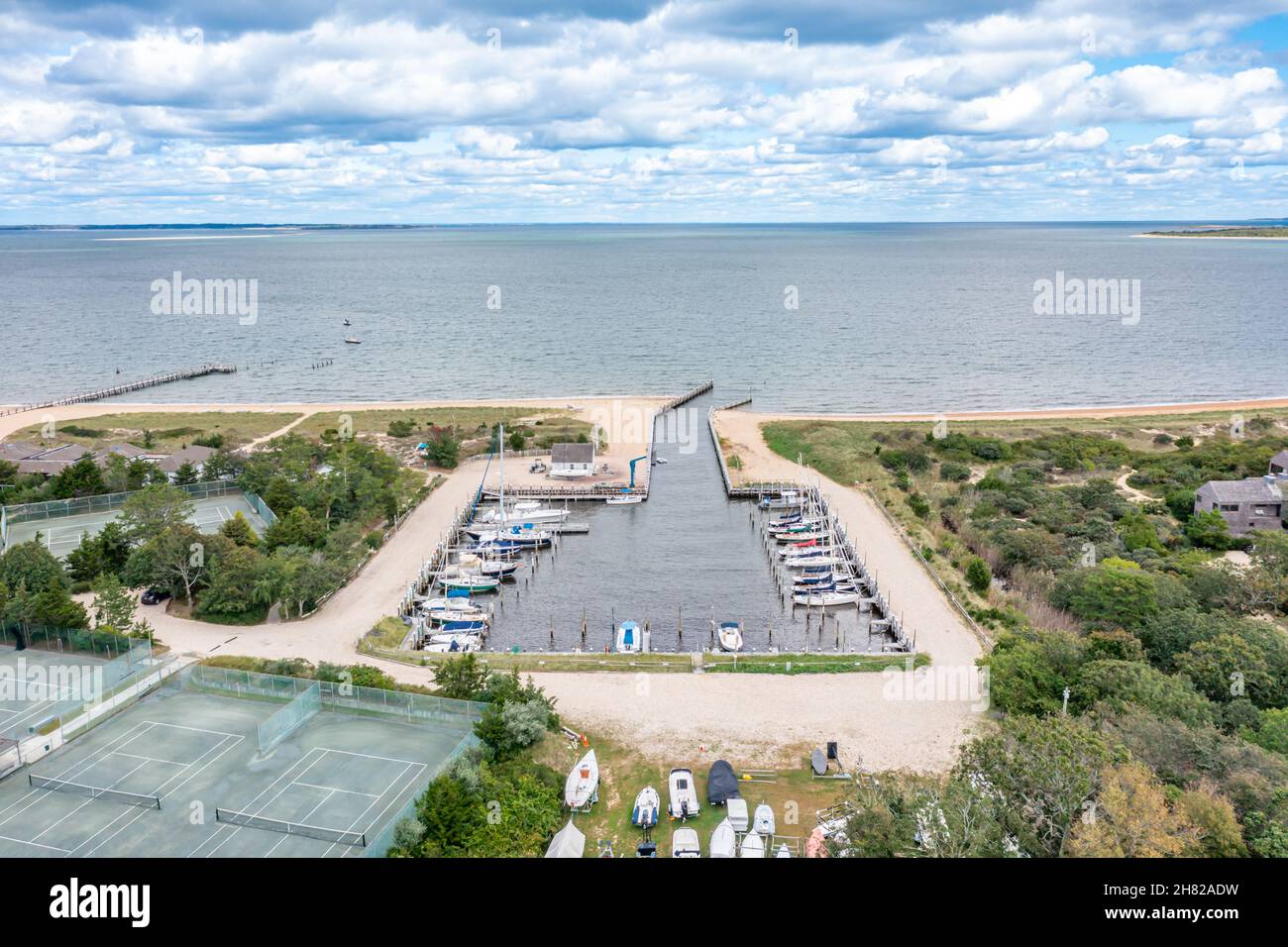 Luftaufnahme der Devon Yacht Clulb Marina Stockfoto