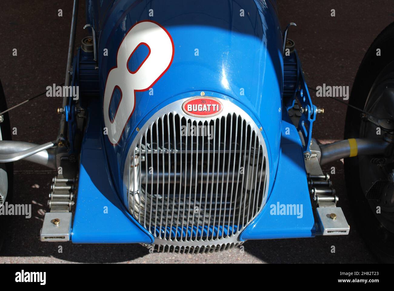 #8 - Thomas Dark's 1938 3 Liter Bugandi 59/50 B III im Fahrerlager beim Monaco Historique Meeting 8th, Mai 11th 2012. Stockfoto