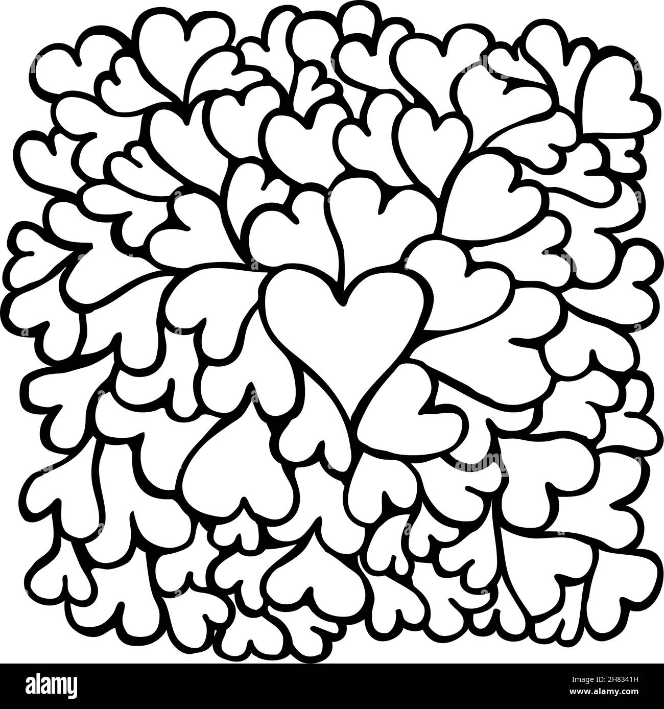 Große Herzen Textur, handgezeichnete Vektor-Illustration Stock Vektor