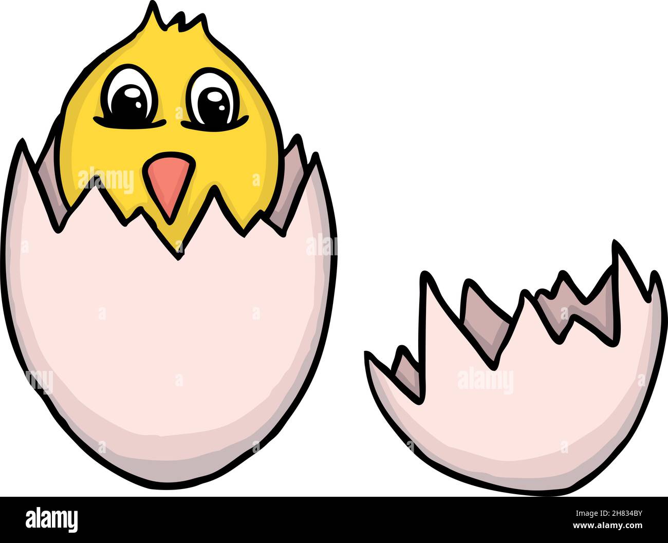 Bemaltes Ei mit Poult, Vektorgrafik Stock Vektor