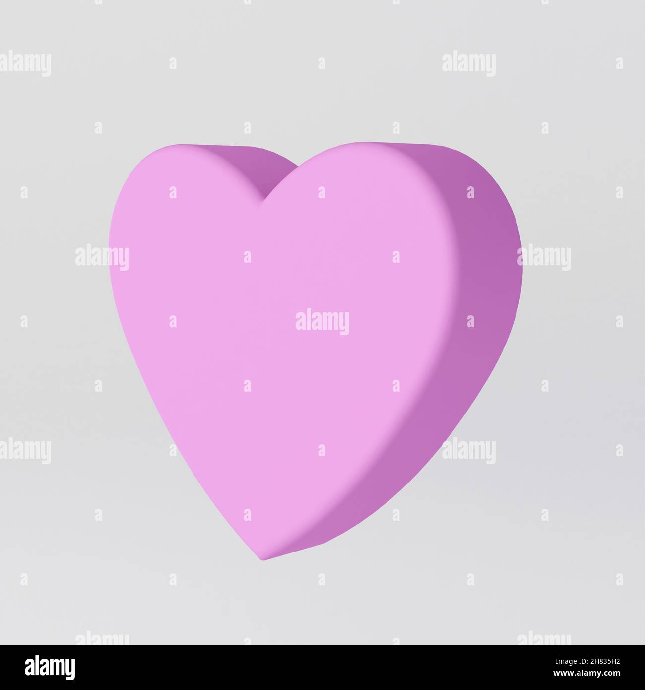 Pink Heart Symbol 3D Darstellung auf hellgrauem Hintergrund Stockfoto