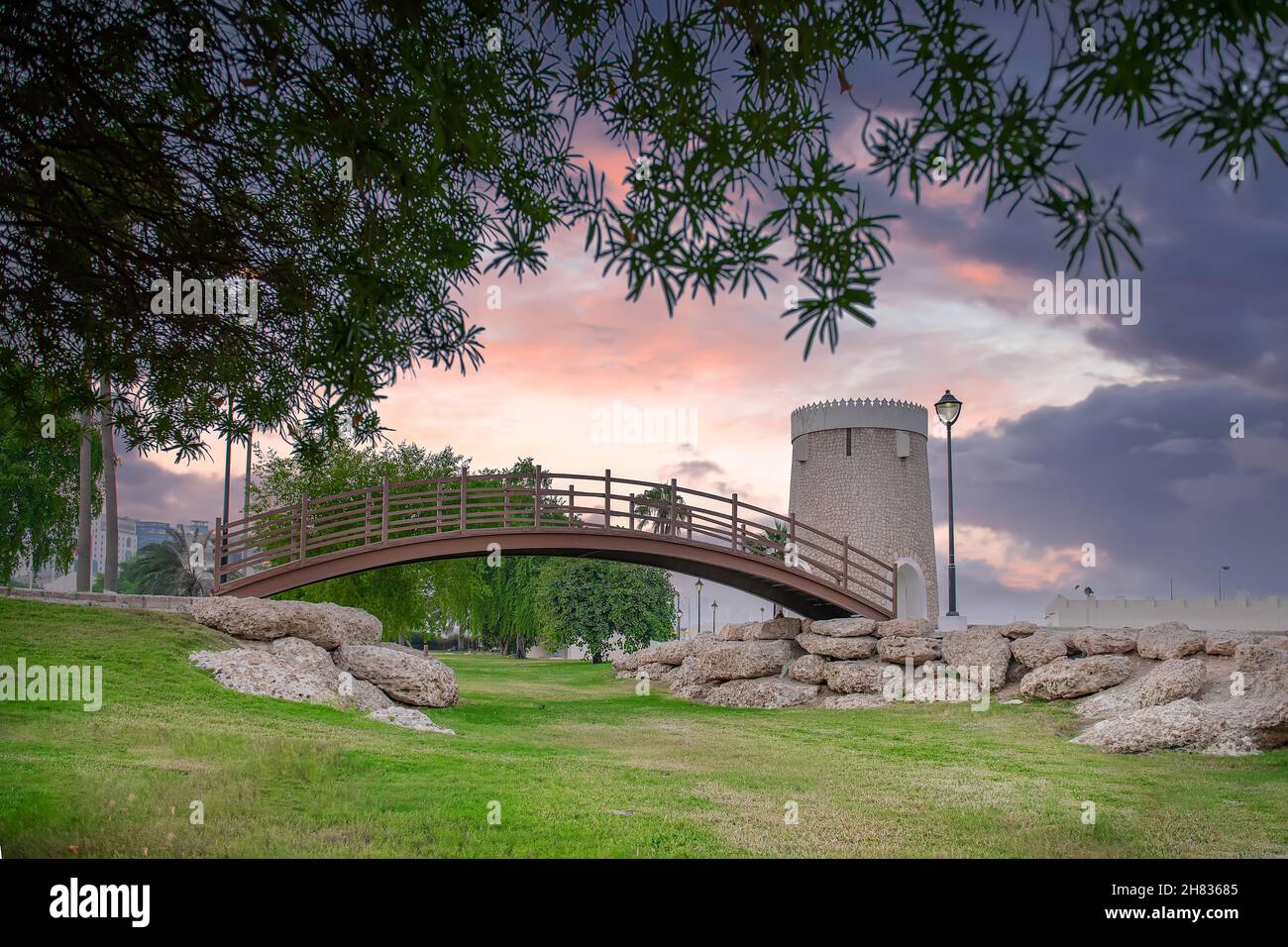 Khulaifat Park einer der ältesten und berühmtesten Parks in Doha City, Al Bidda Doha Stockfoto