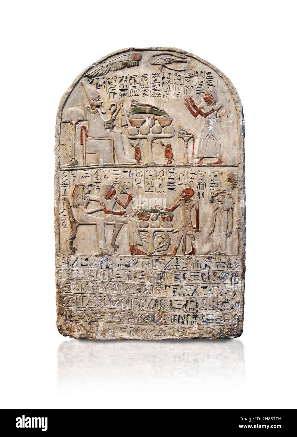 Alte ägyptische Stele von Djehuti-mesi oder Mesi, 1419–1410 v. Chr., 18th Dynastie, Abydos. Kunsthistorisches Museum Wien AS128. Kalkstein lackiert, H 84,2 Stockfoto