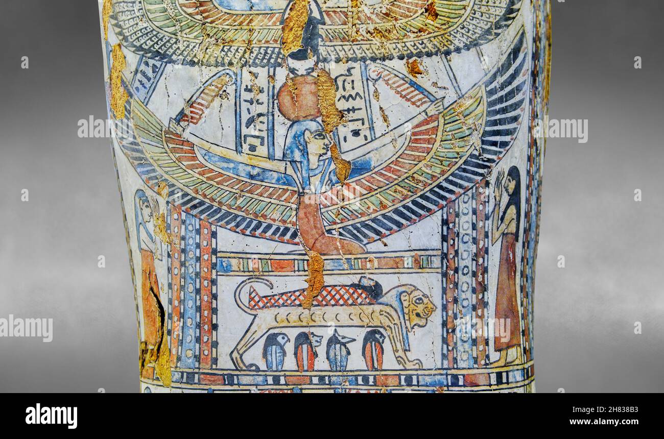 Ptolemäischer ägyptischer mumienförmiger Sarg von Mes-per, 2-1st Cent v. Chr., Gamhud, Nekropolis. Kunsthistorisches Museum Wien ALS 6688. Nahaufnahme des Godd Stockfoto