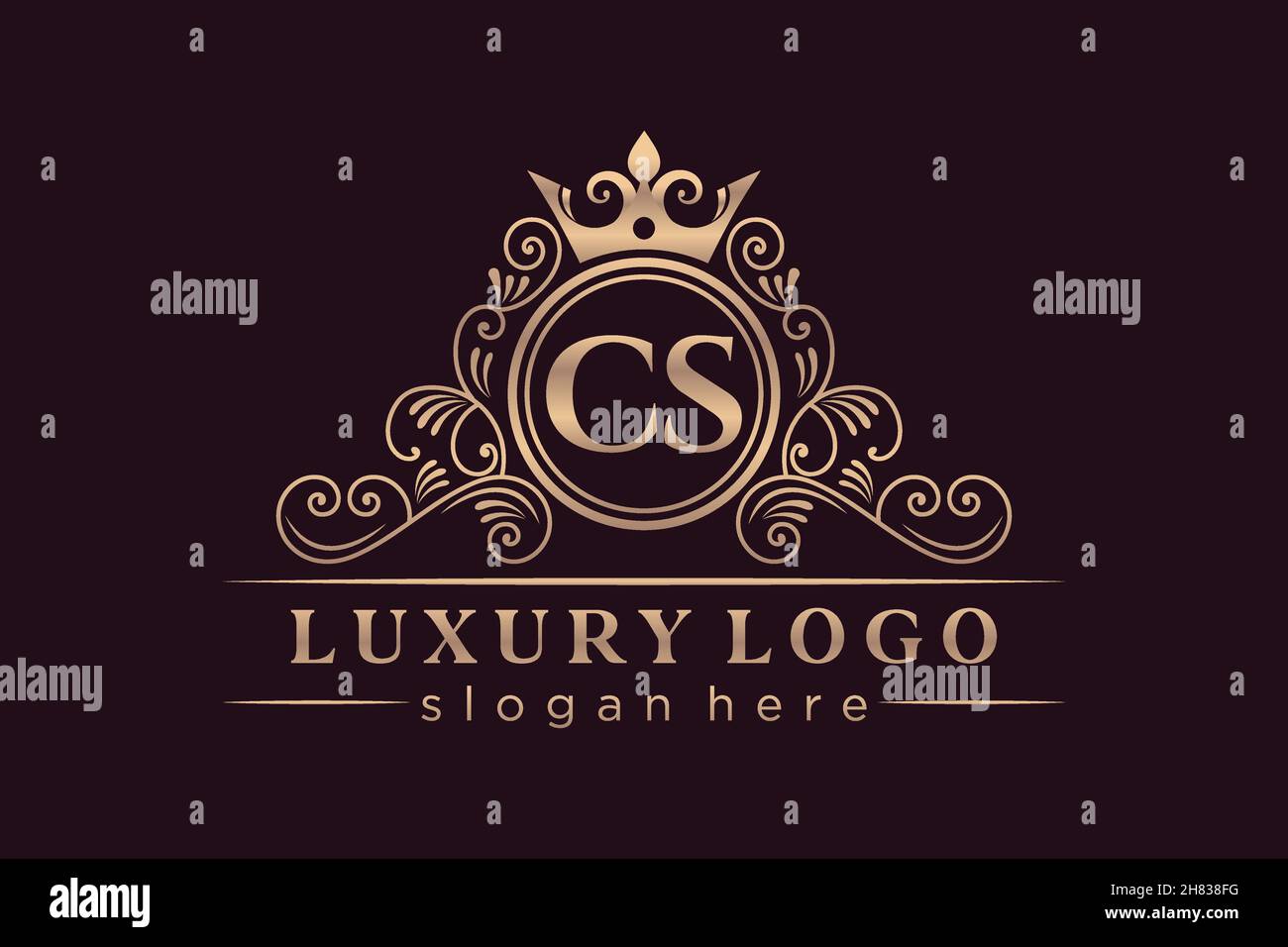 CS Initial Letter Gold kalligraphisch feminin floral handgezeichnet heraldisch Monogramm antiker Vintage-Stil Luxus-Logo-Design Premium Stock Vektor