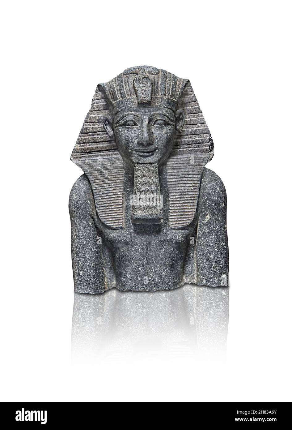 Alte ägyptische Statue von Tuthmosis III., 1504 - 1452 v. Chr., 18th Dynastie. Kunsthistorisches Museum Wien Inv. AS 70. Diorit. Trotz der Abwesenheit eines Stockfoto