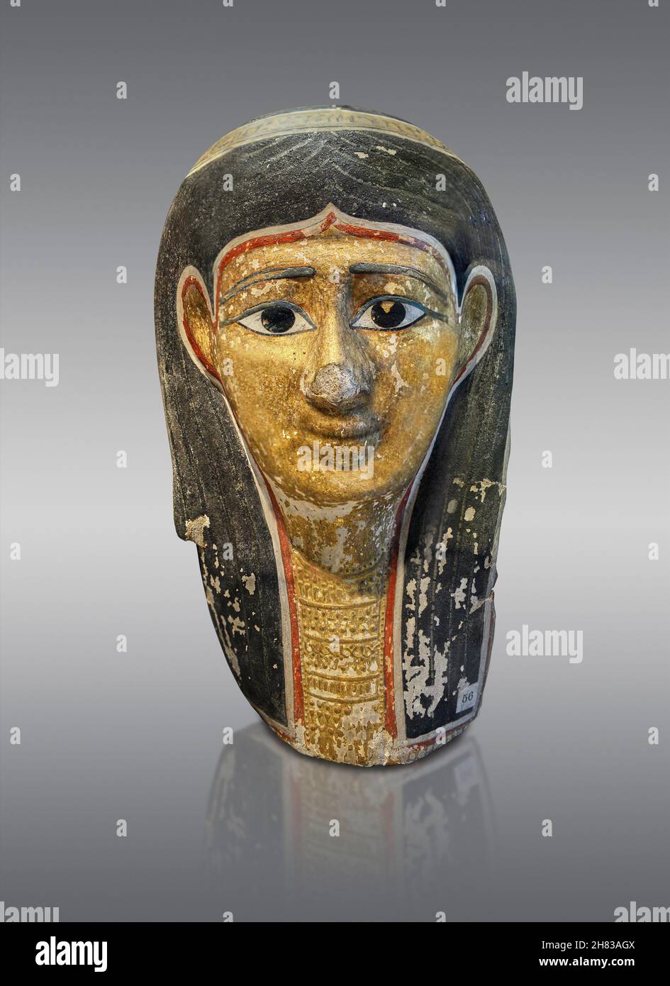 Ptolemäische Mumie-Maske des Aset-em-Ach-Bit, 3-1st Cent v. Chr. Kunsthistorisches Muesum Vienna INV 297. Blutbad, H 41 cm. Mumie-Masken wurden überlegt Stockfoto