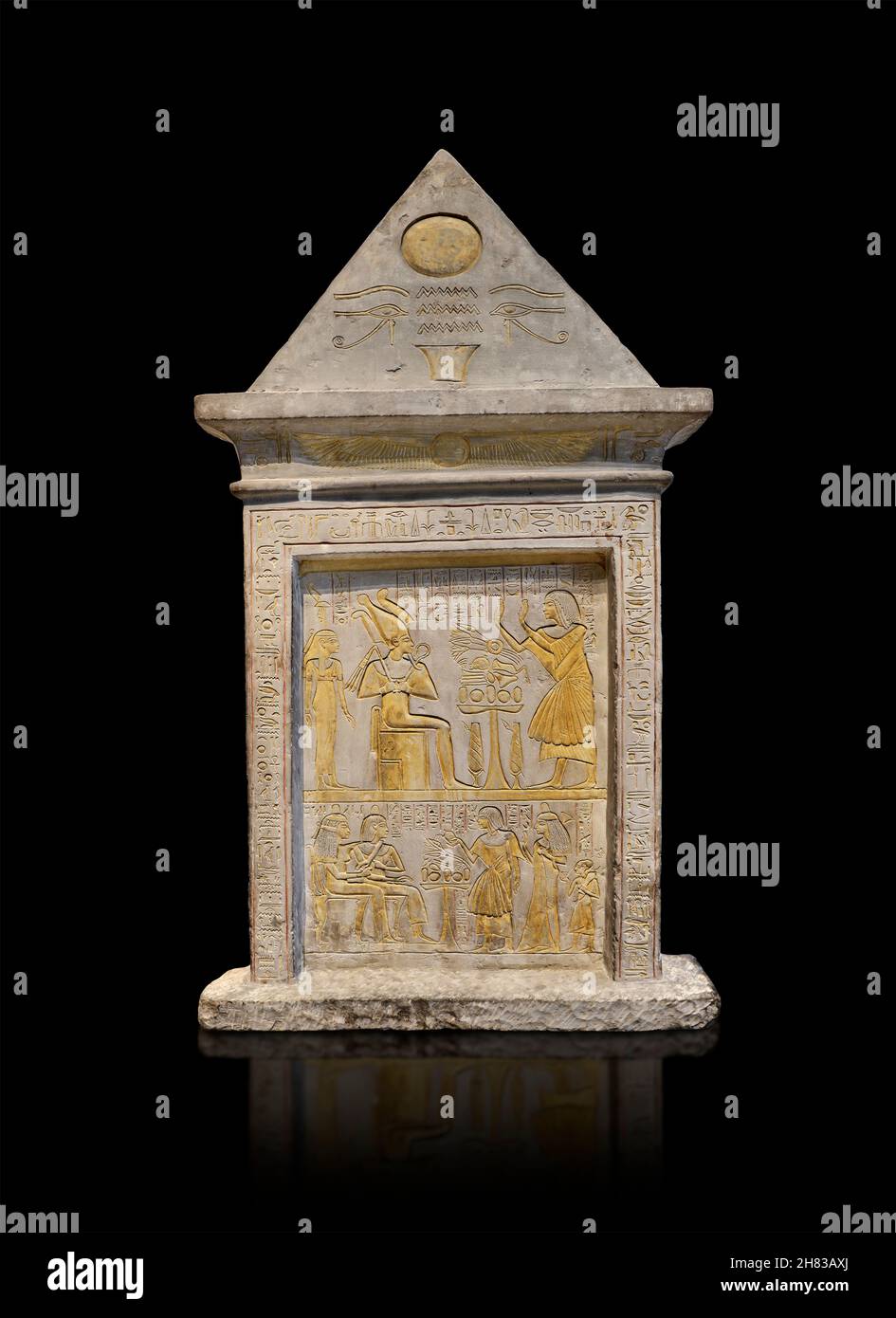 Alte ägyptische Stele von Amenhotep, 1304-190 v. Chr., 19th Dynastie, Saqquara. Kunsthistorisches Museum Wien ALS 178. Rechteckige Stele mit einem Cavetto Co Stockfoto