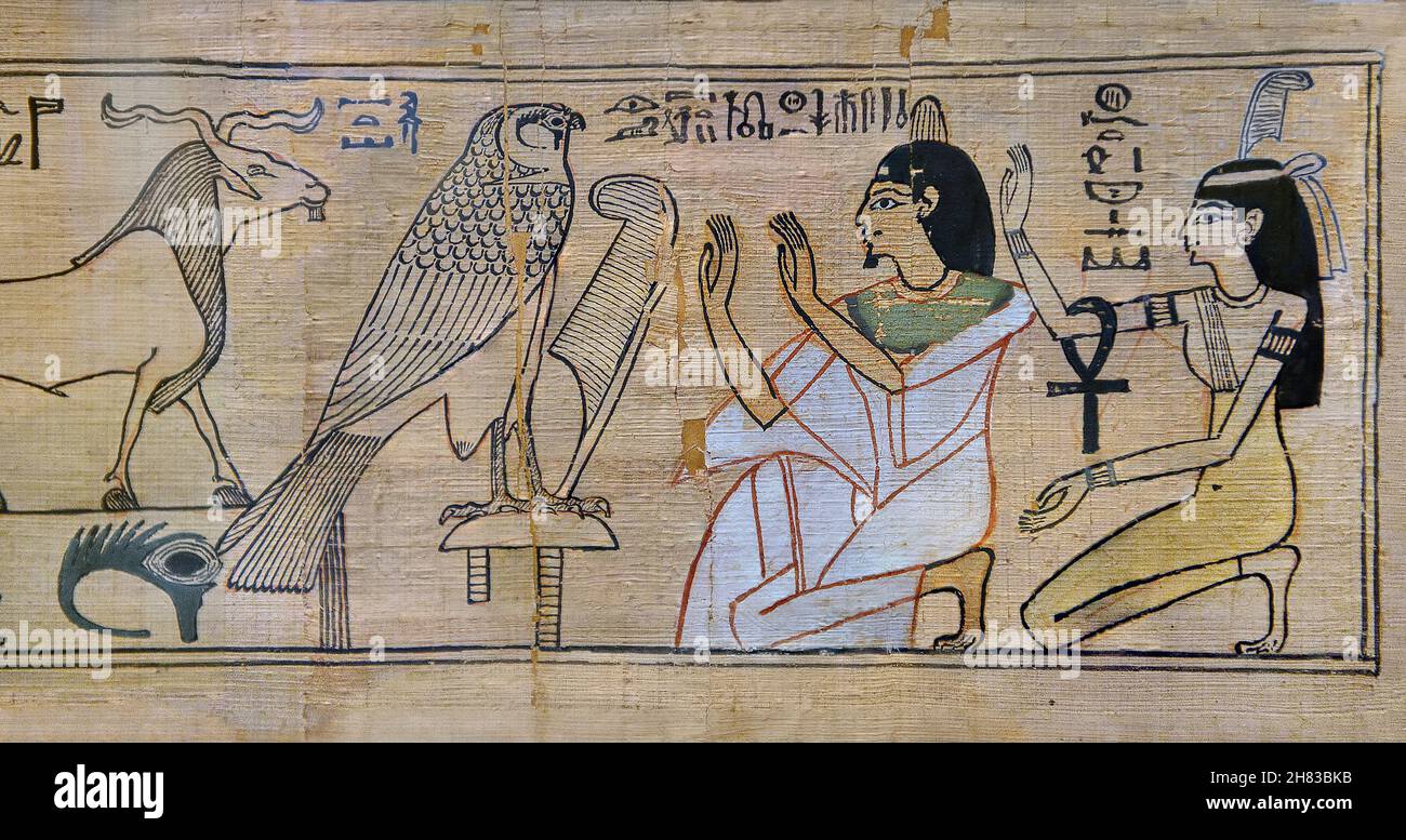 Das alte ägyptische Buch der Toten Papyrus-Schriftrolle für Chonsu-mes, c 100 v. Chr., 21st Dynastie, Theben. Kunsthistorisches Museum Wien ALS 3859. Papyrus, L Stockfoto