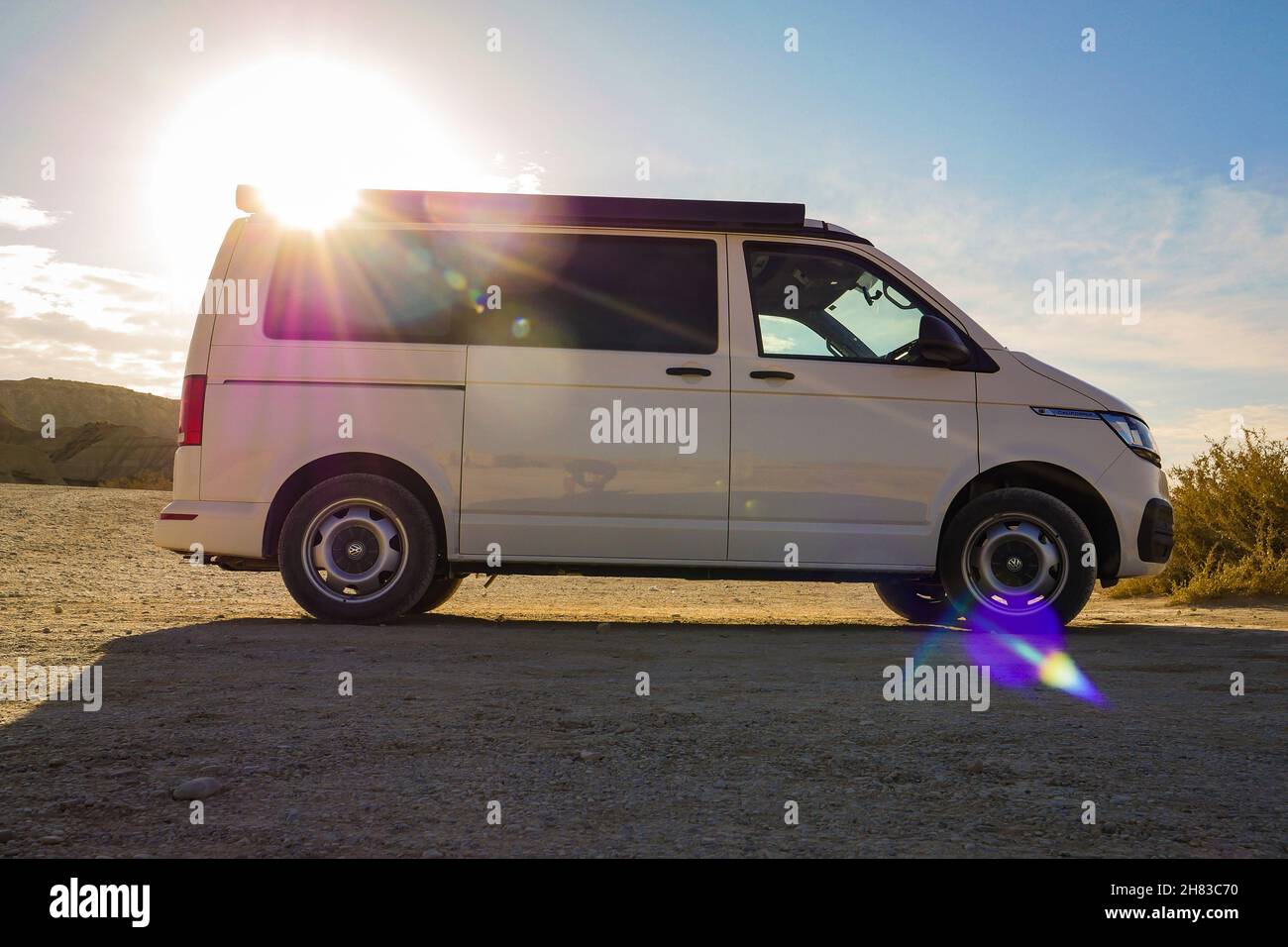 Espagne, Navarra, Arguedas, désert des Bardenas Reales, Parc naturel classé Réserve de Biosphère par l'UNESCO, Castil de tierra, la cheminée de Stockfoto