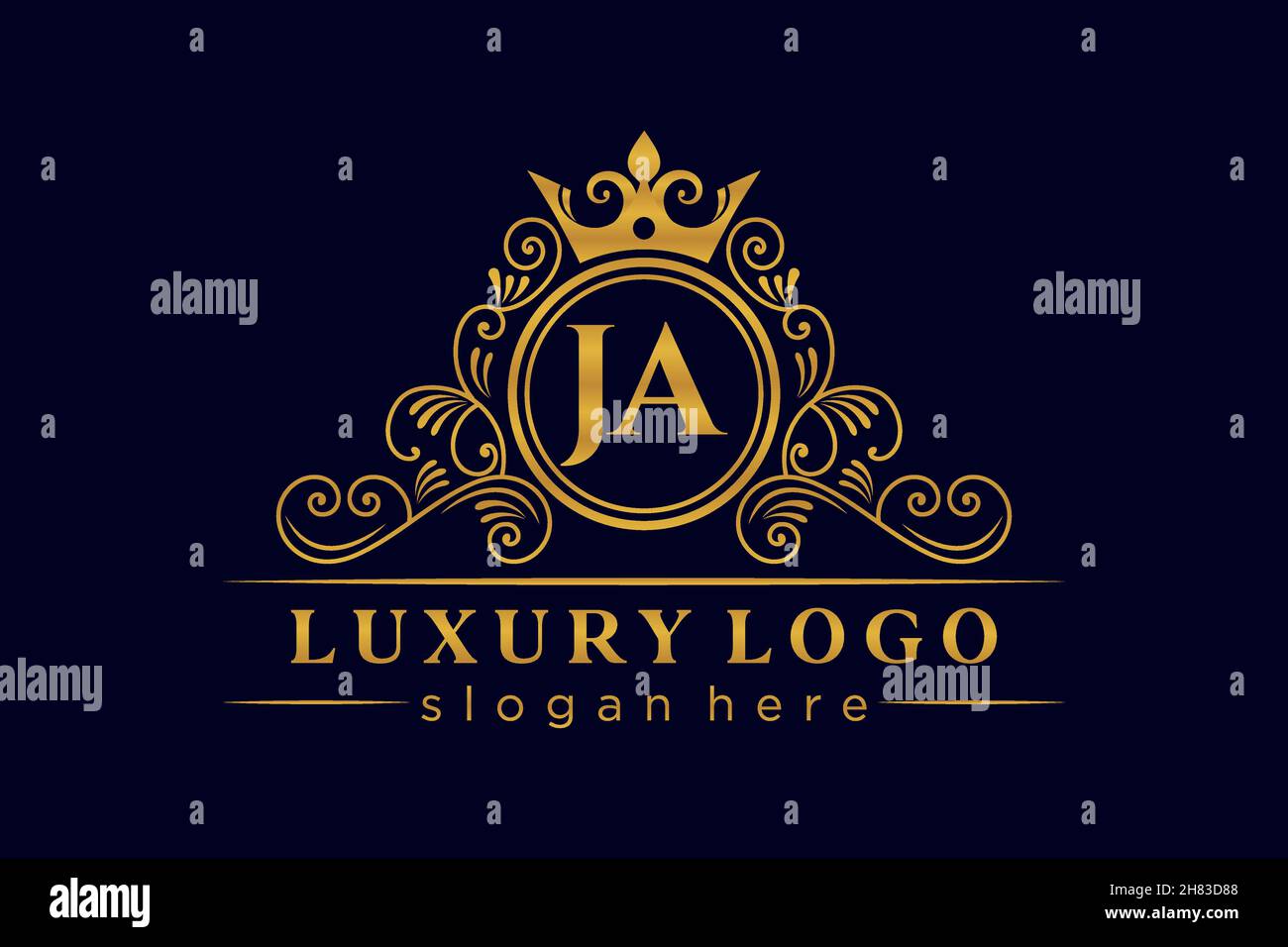 JA Initial Letter Gold kalligraphisch feminin floral handgezeichnet heraldisch Monogramm antiker Vintage-Stil Luxus-Logo-Design Premium Stock Vektor