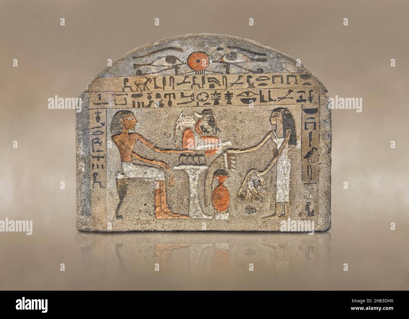 Alte ägyptische Stele von Nefer-waut, 1790–1660 v. Chr., 12–13th Dynastie, Abydos. Kunsthistorisches Muesum Vienna S 93. Bemalter Sandstein, H 20,8 cm, B 27 Stockfoto